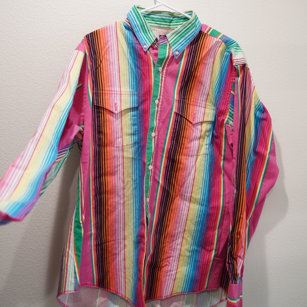 Colorful Wrangler Long Sleeve Button Down
